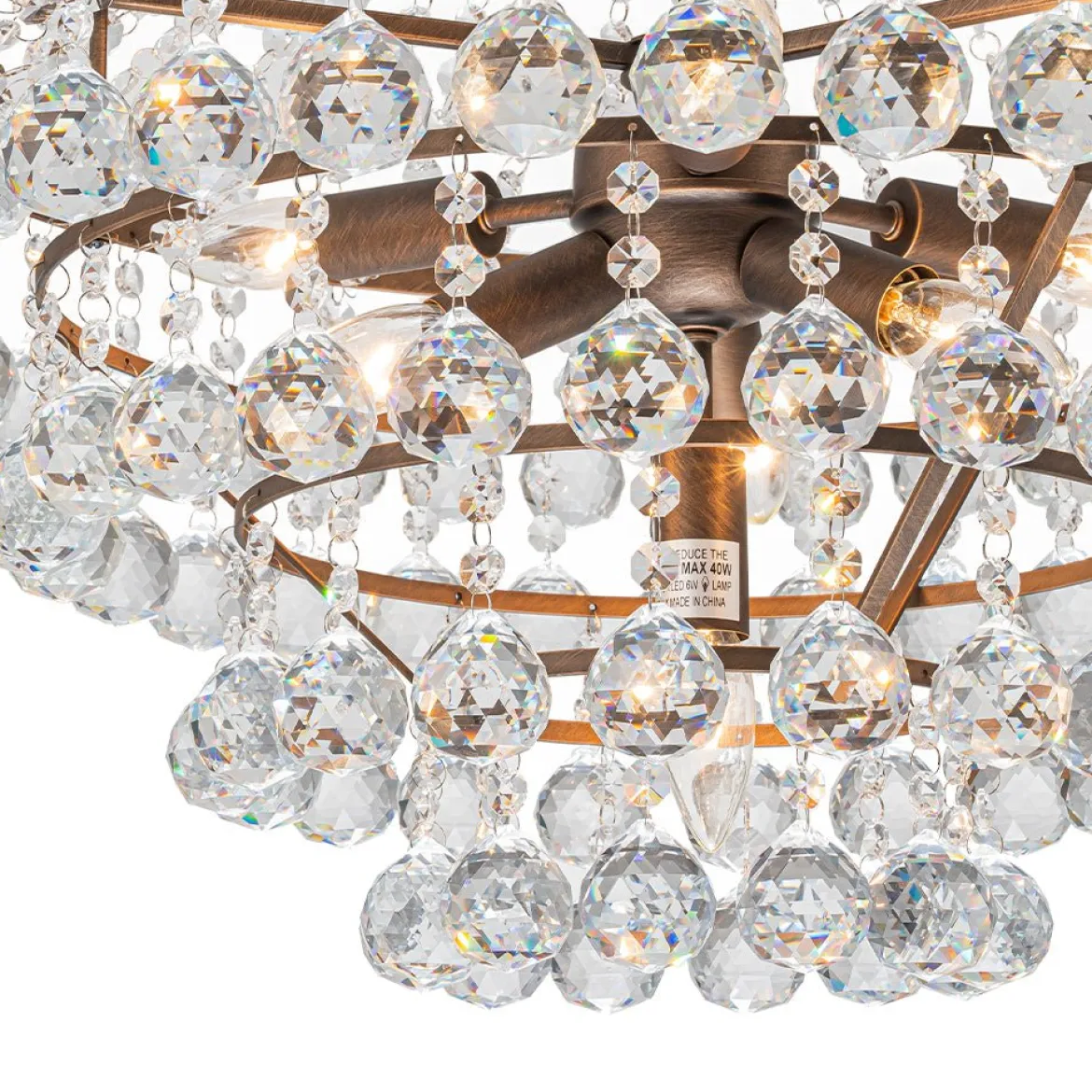 Vintage Luxury Antique Bronze Crystal Empire Chandelier