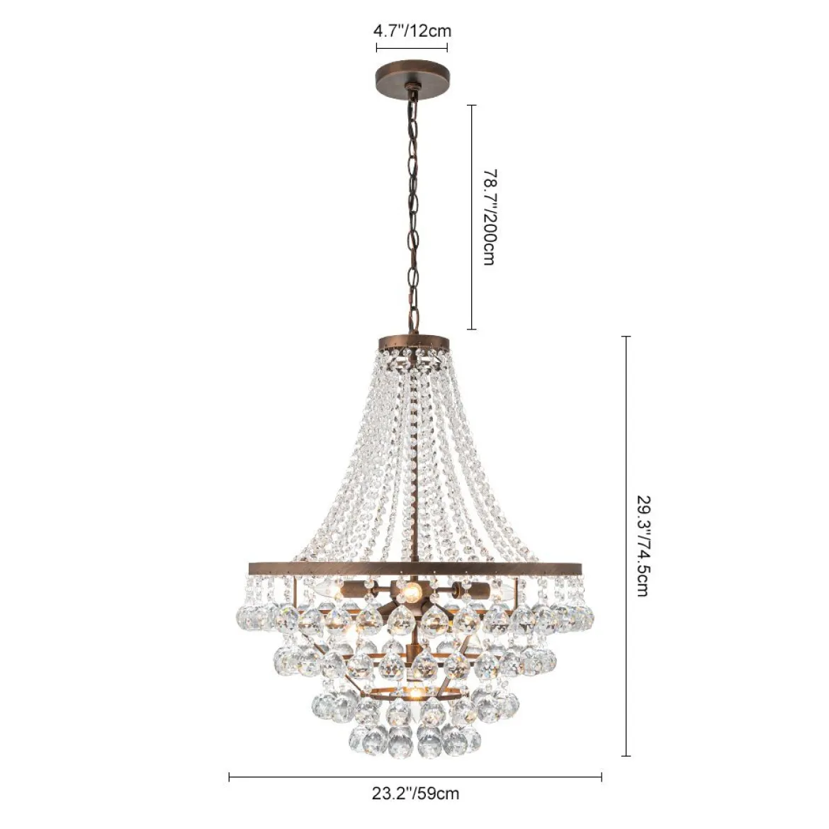Vintage Luxury Antique Bronze Crystal Empire Chandelier