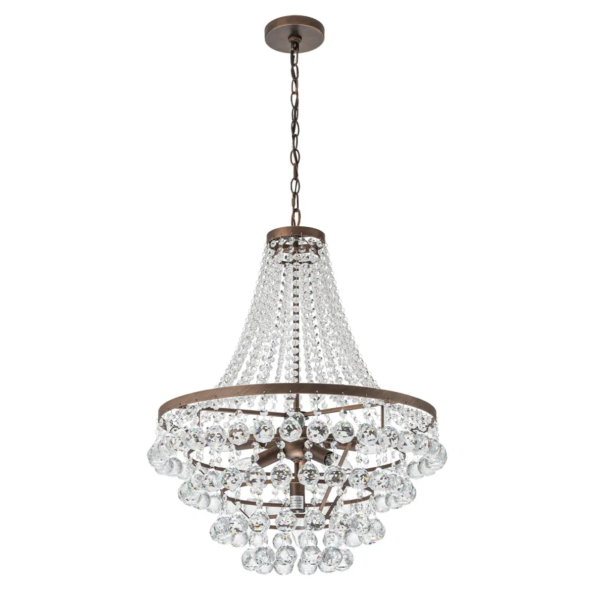 Vintage Luxury Antique Bronze Crystal Empire Chandelier