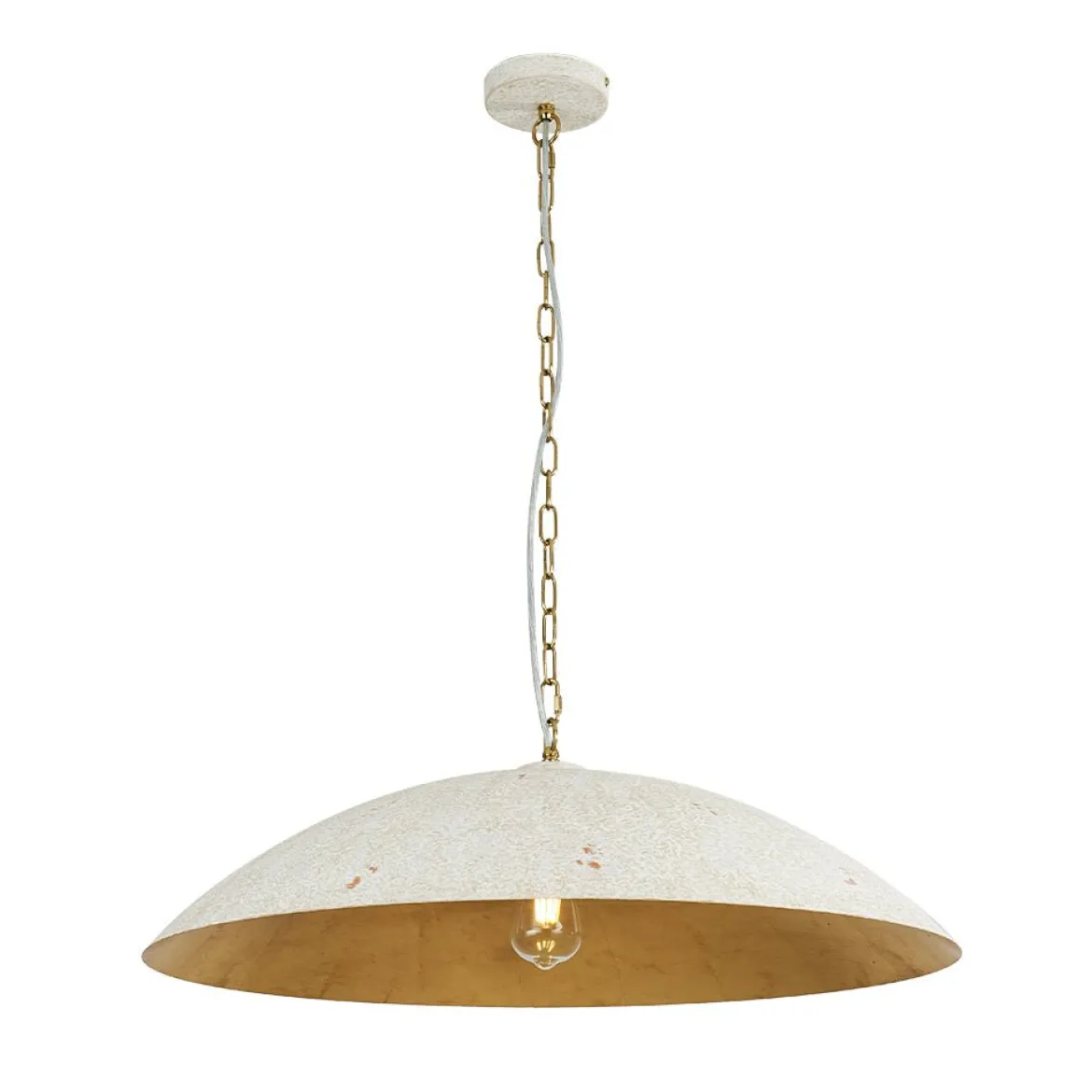 Vintage Oversized Flat Dome Metal Pendant Light