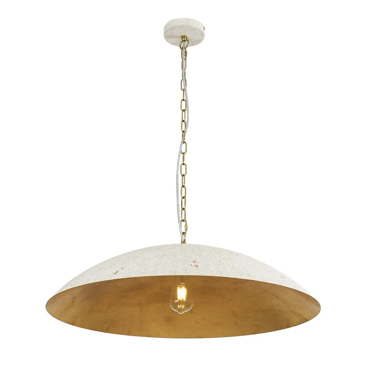 Vintage Oversized Flat Dome Metal Pendant Light
