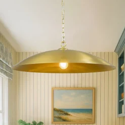 Vintage Oversized Flat Dome Metal Pendant Light