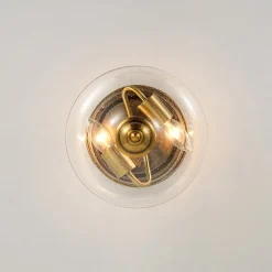 Vintage Round Clear Seeded Glass Flush Mount Ceiling Light