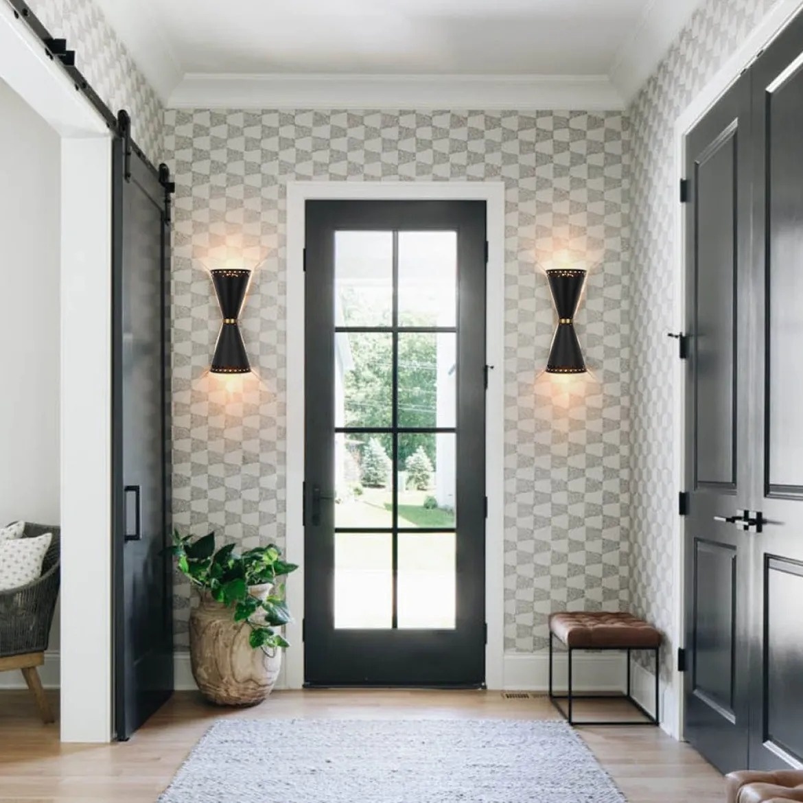 Vintage Up Down Hourglass Flush Mount Wall Light