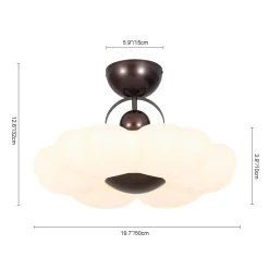 White Camellia Bloom Dimmable LED Semi Flush Mount Light