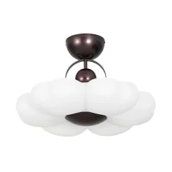 White Camellia Bloom Dimmable LED Semi Flush Mount Light
