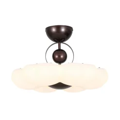 White Camellia Bloom Dimmable LED Semi Flush Mount Light