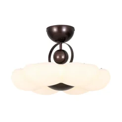 White Camellia Bloom Dimmable LED Semi Flush Mount Light