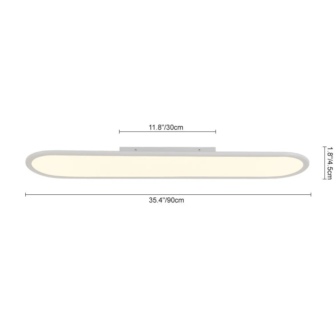 White Long Oval Warm Dimmable LED Semi Flush Mount