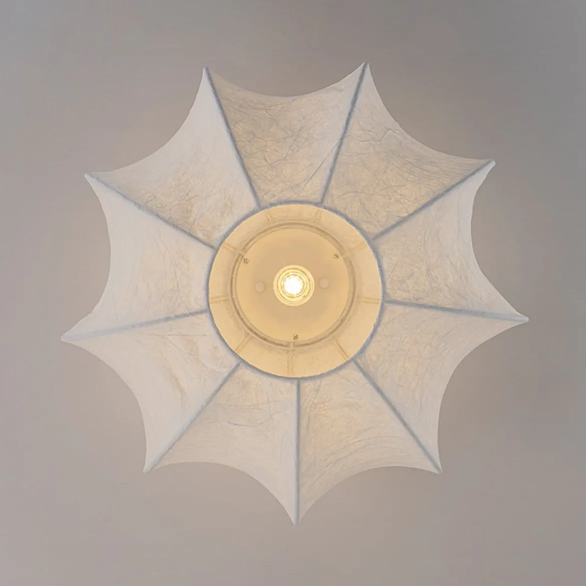 White Silk Scalloped Cage Flush Mount Ceiling Light