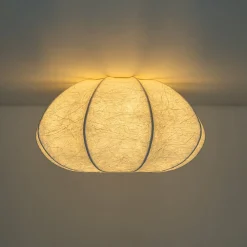 White Silk Scalloped Cage Flush Mount Ceiling Light