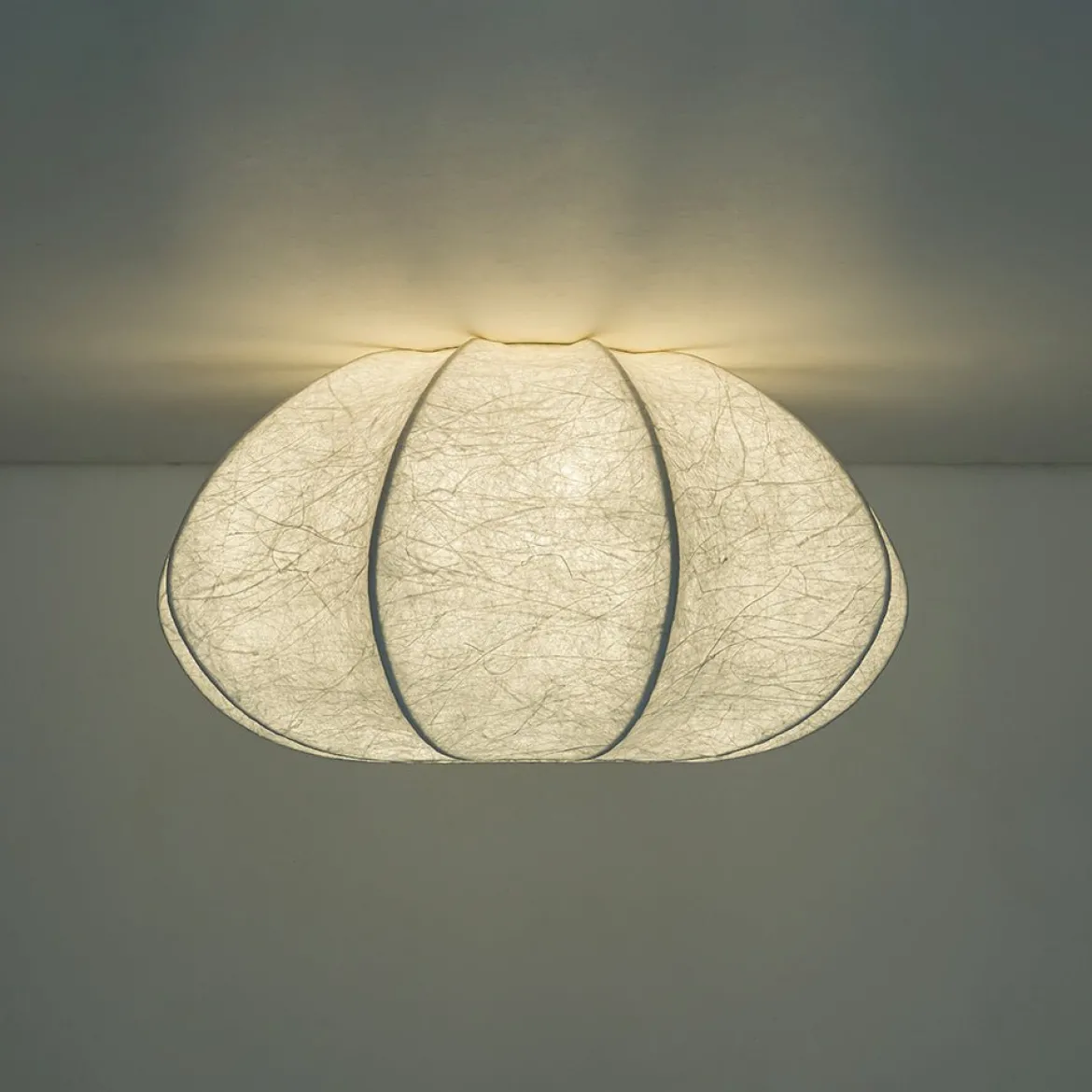 White Silk Scalloped Cage Flush Mount Ceiling Light