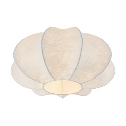White Silk Scalloped Cage Flush Mount Ceiling Light