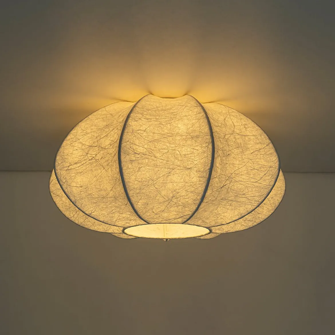 White Silk Scalloped Cage Flush Mount Ceiling Light