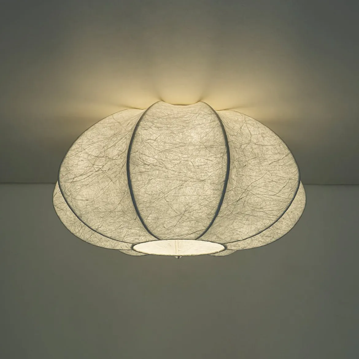 White Silk Scalloped Cage Flush Mount Ceiling Light