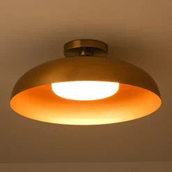 Wide Iron Dome Dimmable LED Semi Flush Ceiling Light