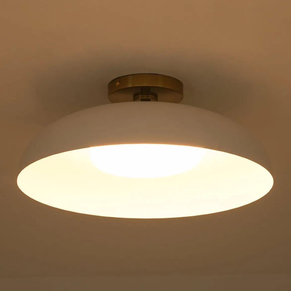 Wide Iron Dome Dimmable LED Semi Flush Ceiling Light