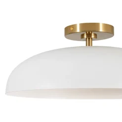 Wide Iron Dome Dimmable LED Semi Flush Ceiling Light
