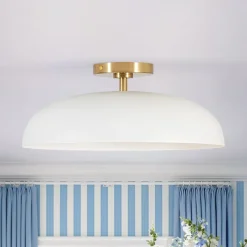 Wide Iron Dome Dimmable LED Semi Flush Ceiling Light