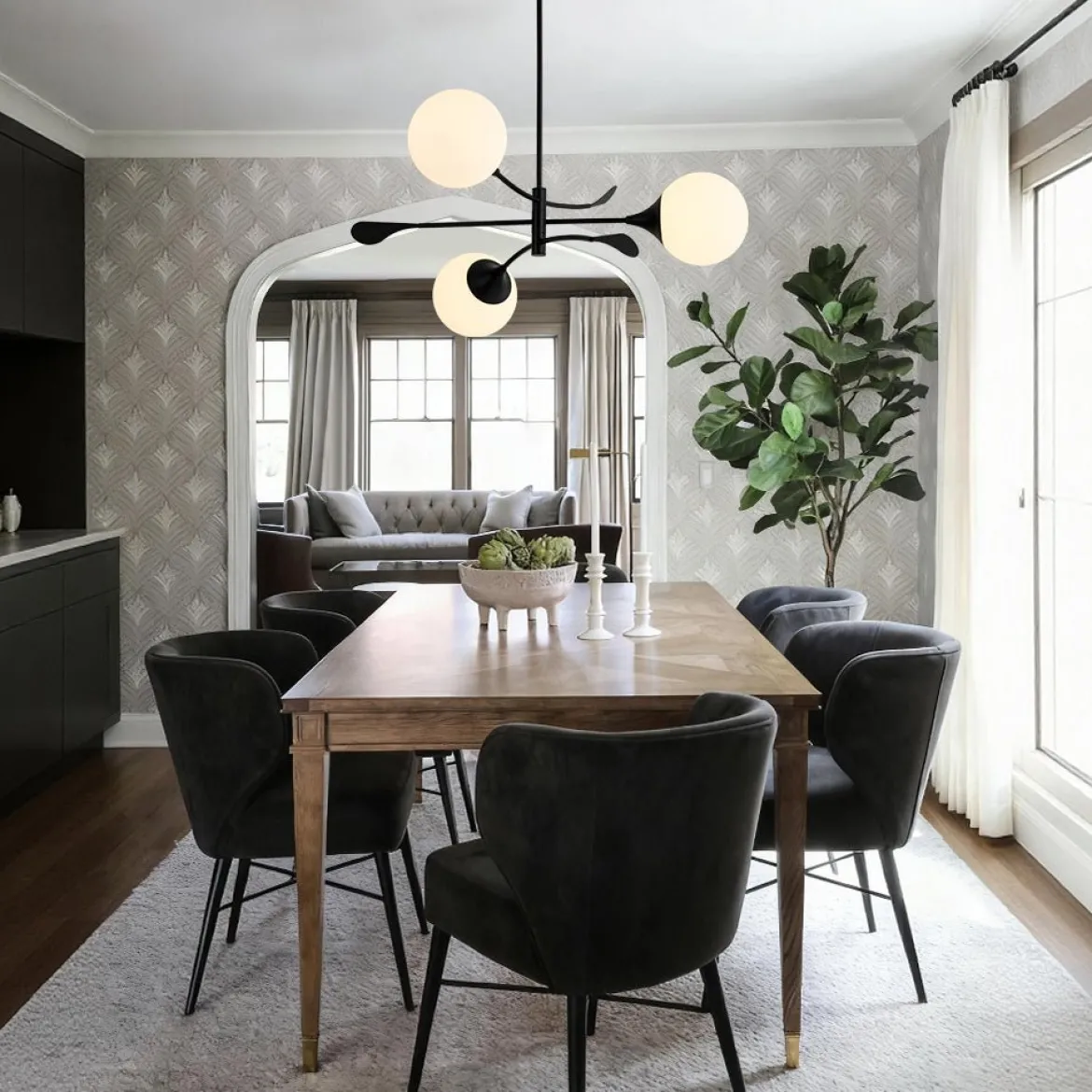 Wind-Vane Tiered 3-Light Opal Glass Globe Sputnik Chandelier