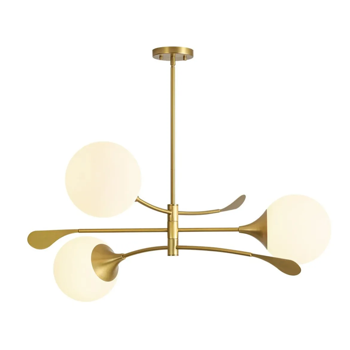 Wind-Vane Tiered 3-Light Opal Glass Globe Sputnik Chandelier
