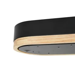 Wood Accent Oval Dimmable LED Flush Mount Ceiling Light